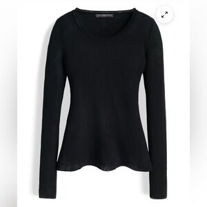 Peruvian Connection Keaton Peplum Pullover Pima Cotton Womens Large Black